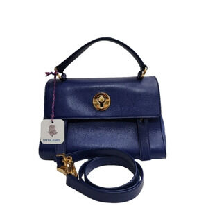 Authentic Saint Laurent blue leather mini muse 2way bag